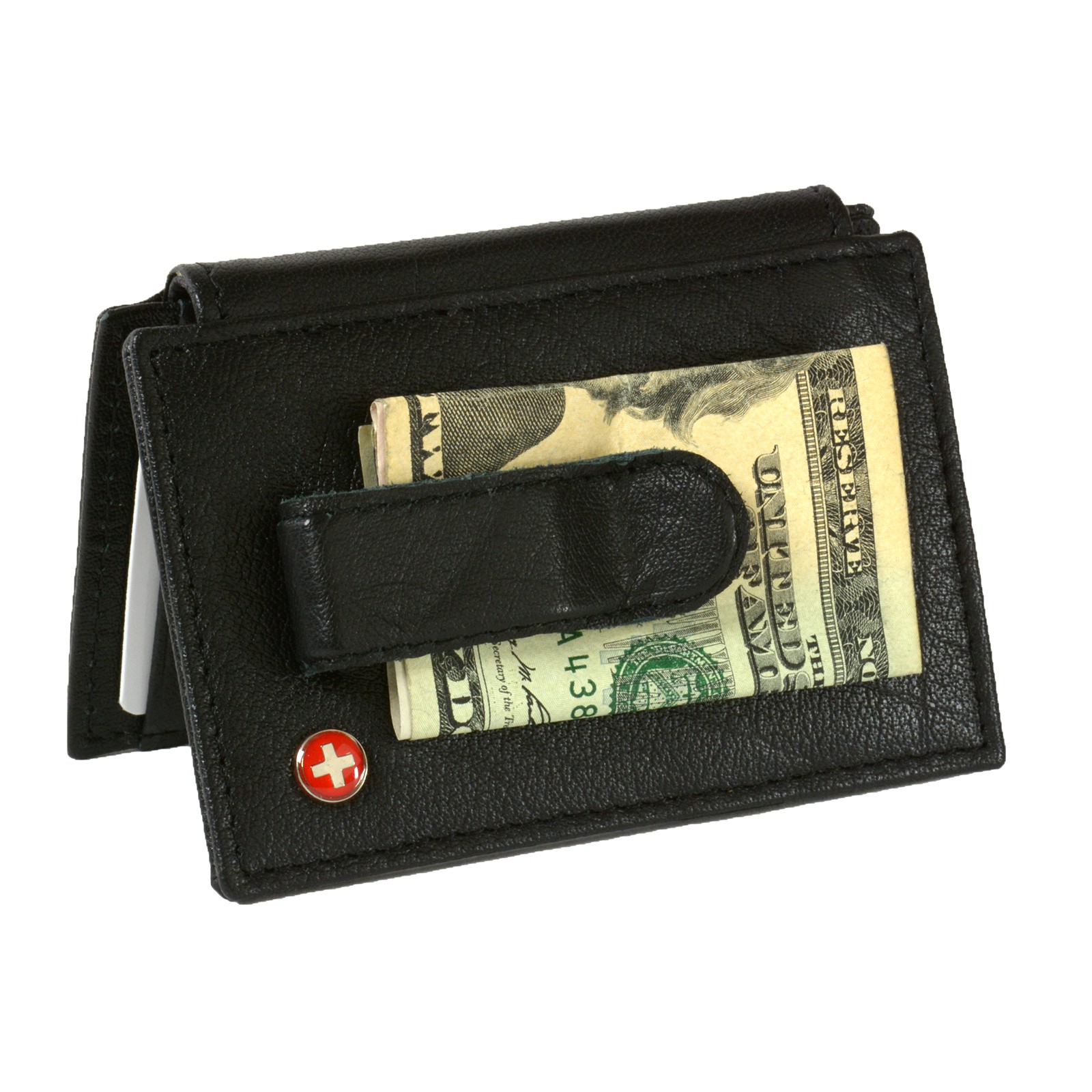 Mens Leather Money Clip Wallet Bi Fold Card Case Front Pocket ID Window